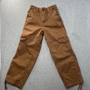 Old Navy Coco Brown High Waist Barrel-Leg Cargo Ankle Pants XS (4-6) womens